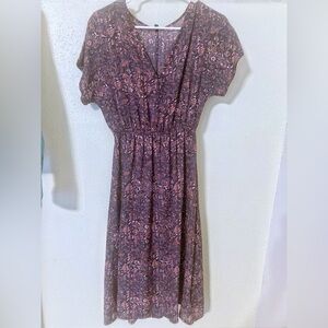 Bobeau Purple Floral Midi Dress